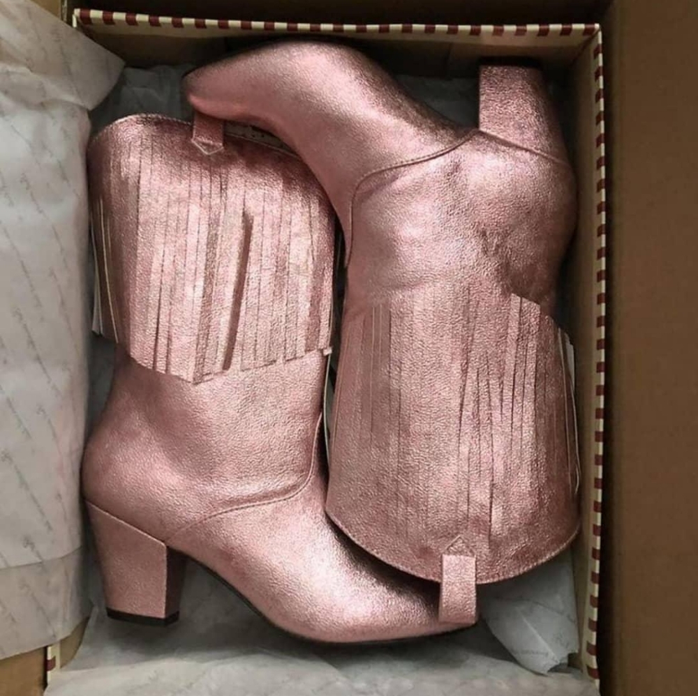 Rose gold cowboy boots